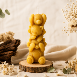 Bougie ourson totem - pure cire d'abeille (opercule)